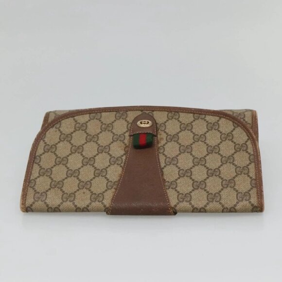 GUCCI GG Supreme Web Sherry Line Bag PVC Beige Brown - Picture 6 of 16